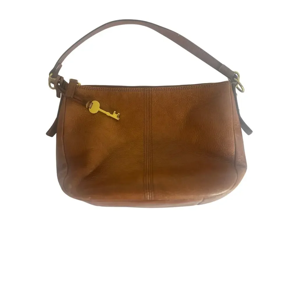 Fossil Brown Leather Hobo Shoulder Bag - Excellent Condition!